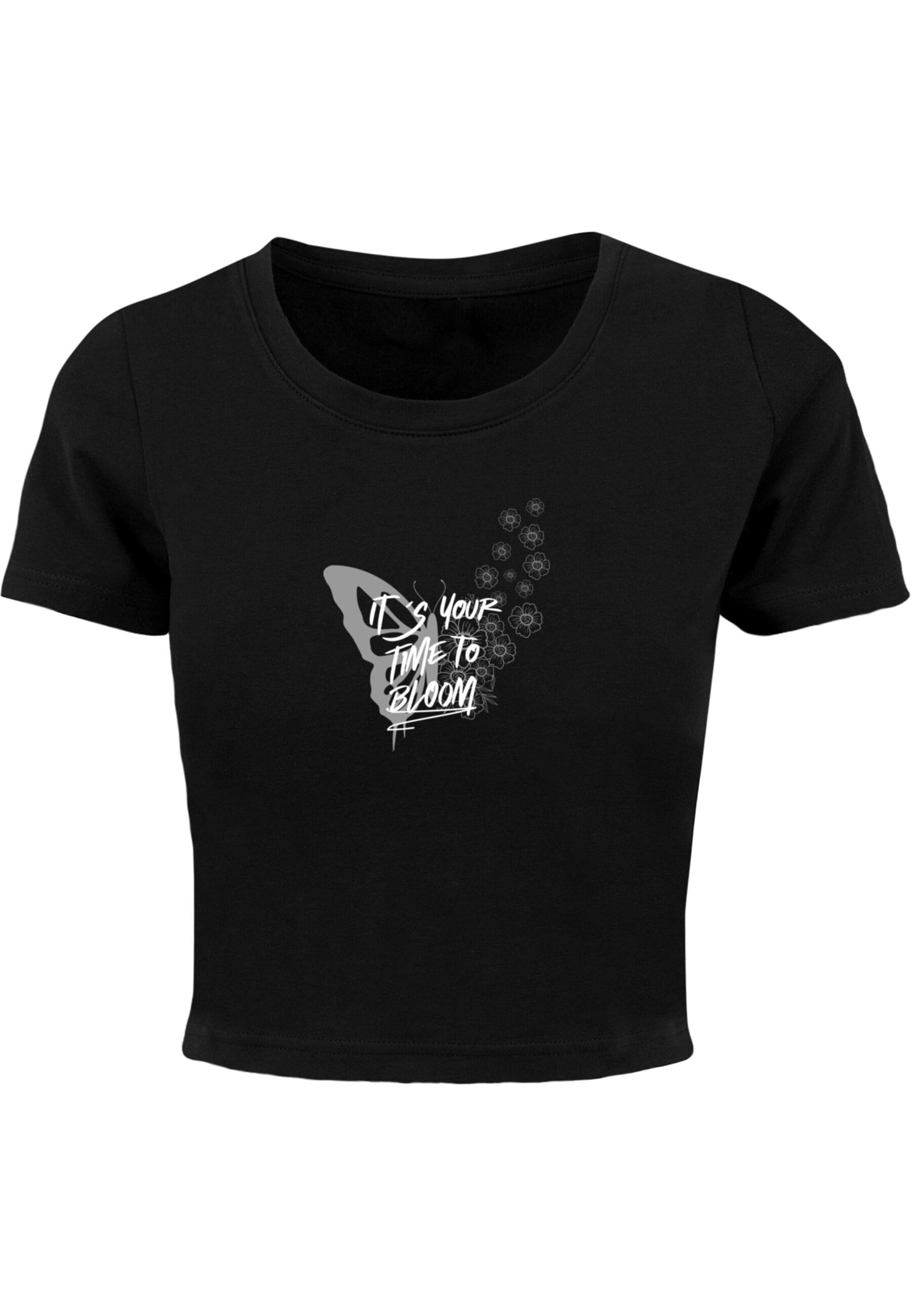 Merchcode Shirt 'It´s Your Time To Bloom' in Zwart: voorkant
