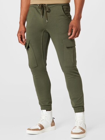 ALPHA INDUSTRIES Tapered Cargobroek 'Terry Jogger' in Groen: voorkant