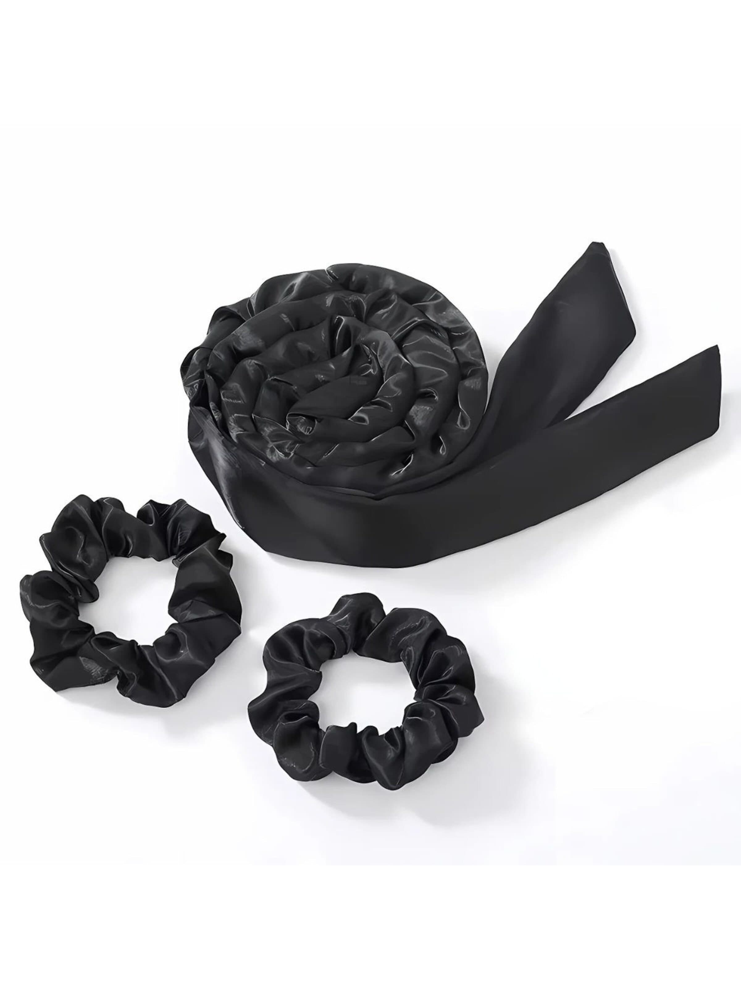 soho Hair accesoires - Joyería para el pelo 'Heatless Curler Set – Velour Headband & Satin Bonnet for Overnight Curls (Black, 9-Piece)' en negro
