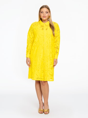 Yoek Shirt Dress ' Lace' in Yellow