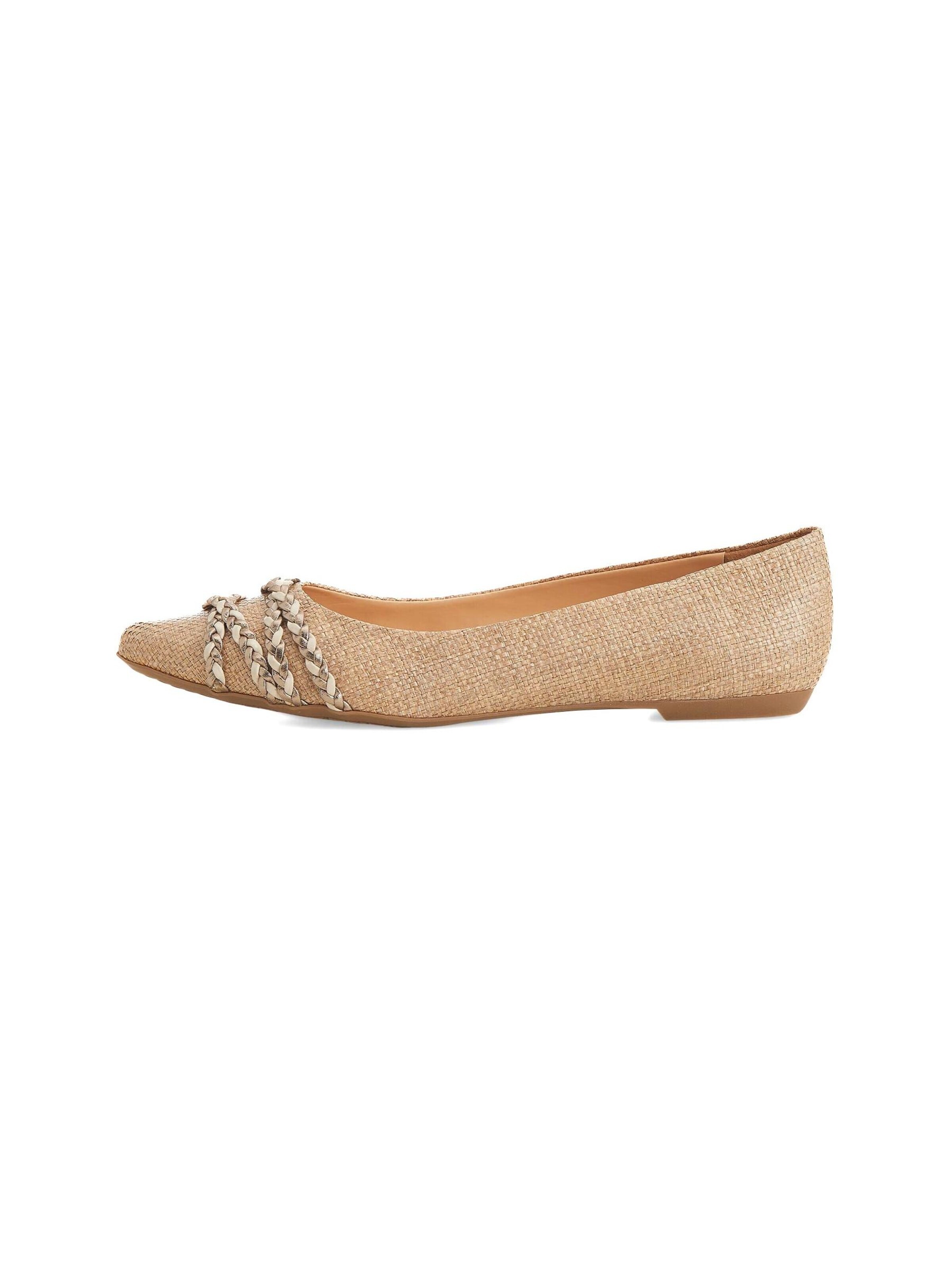 Mangara Atelier Ballet Flats 'Ballerines Mangara Guarandi en raphia avec détails tressés' in Beige: front