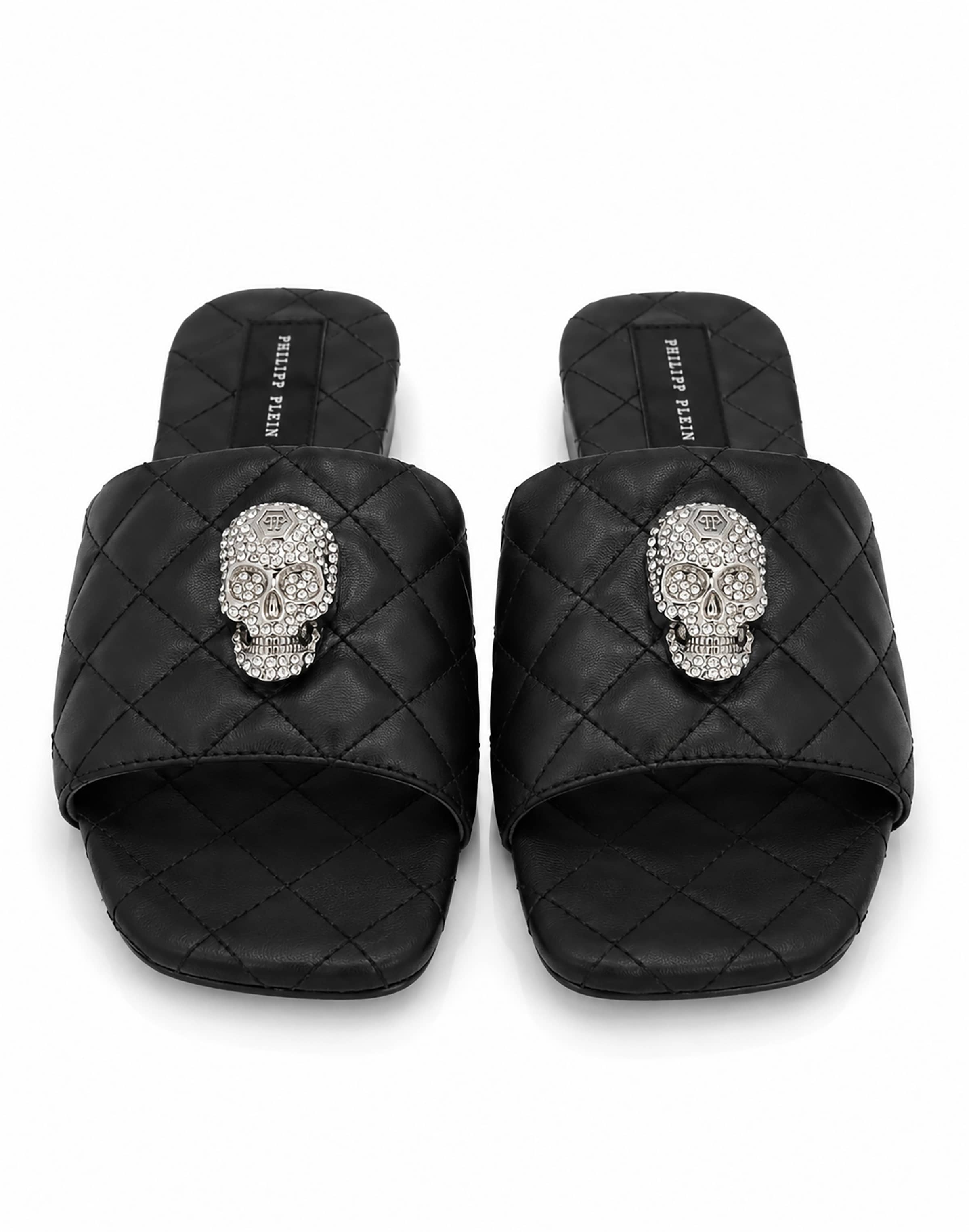 Philipp Plein - Sapato aberto ' Skull ' em preto