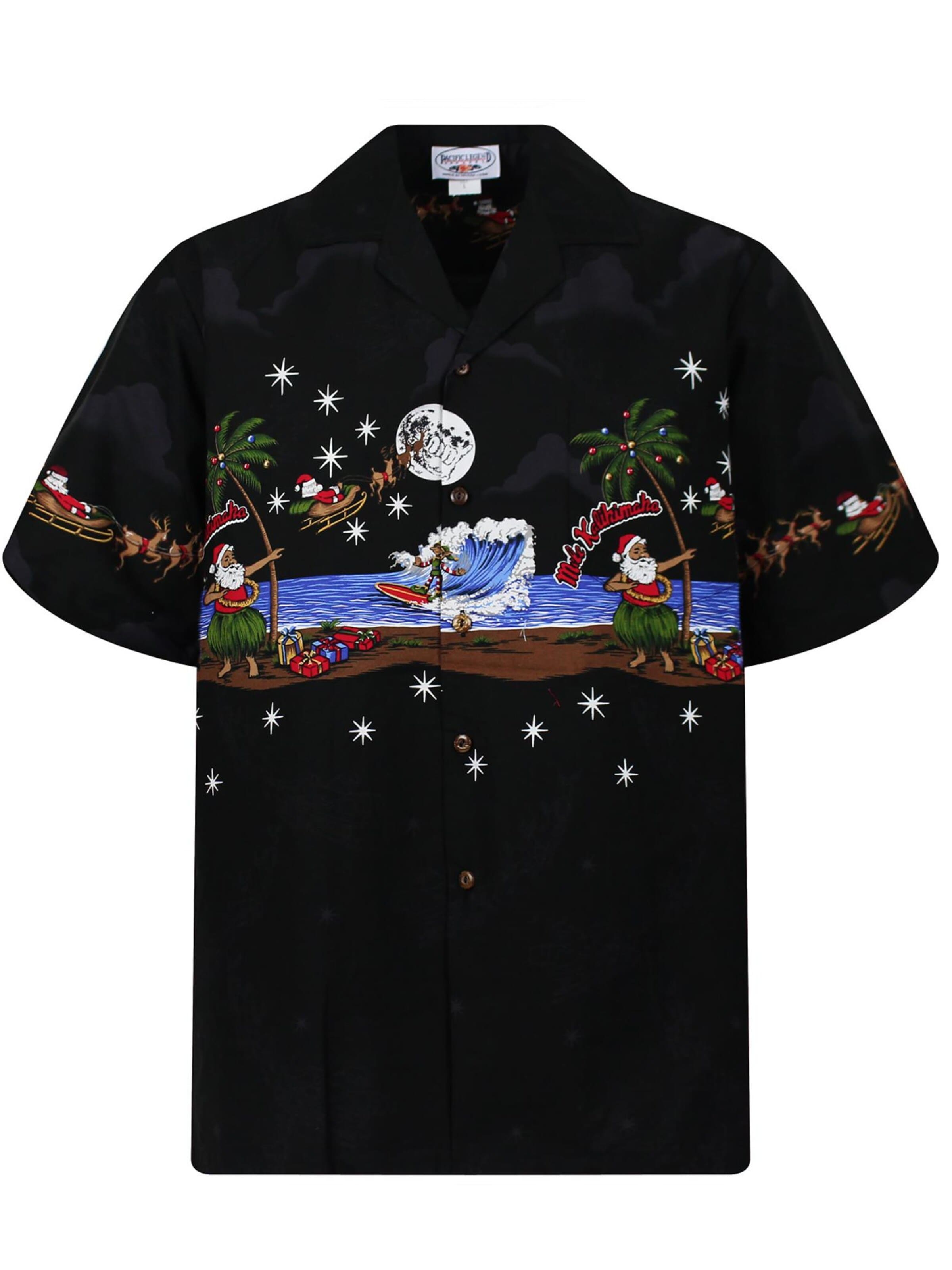 Pacific Legend Regular fit Button Up Shirt 'Christmas Island' in Black: front