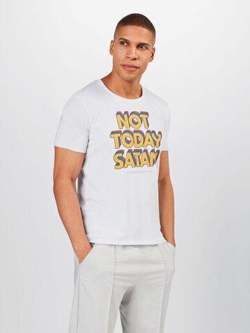 Maglietta 'Today Satan' di EINSTEIN & NEWTON in bianco: frontale