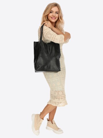 SevaBags Shopper 'Shopper Tasche Damen in Metallic Echtleder' in Schwarz