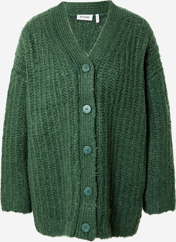 WEEKDAY Свободна плетена жилетка 'Leyla' в зелено: отпред