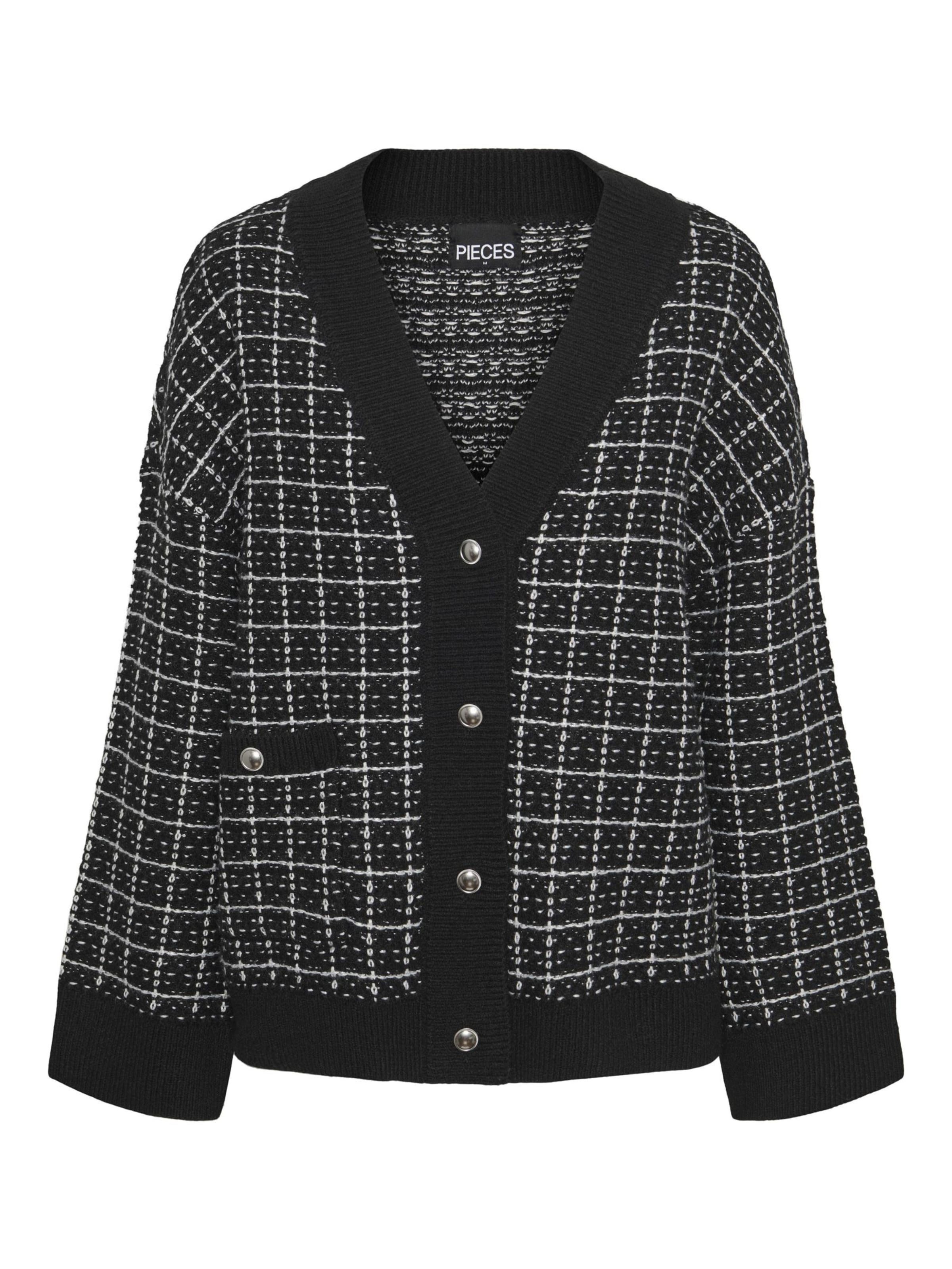 PIECES Gebreid vest 'Nilja' in Zwart: voorkant