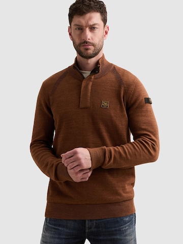 Pull-over 'Pullover with half-zip and raglan sleeves' PME Legend en marron : devant