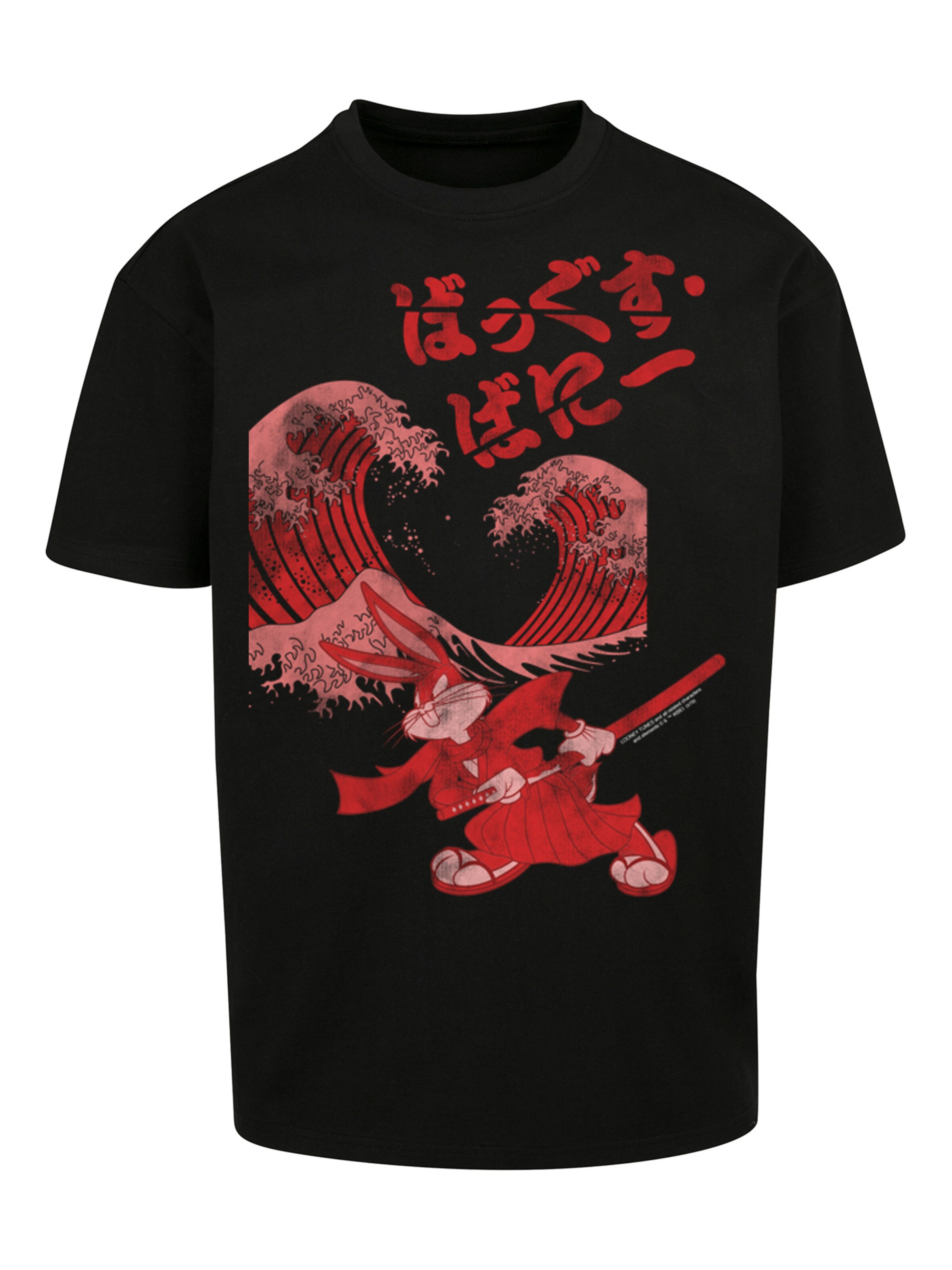 F4NT4STIC Shirt 'Looney Tunes Bugs Bunny Shogun ' in Zwart: voorkant