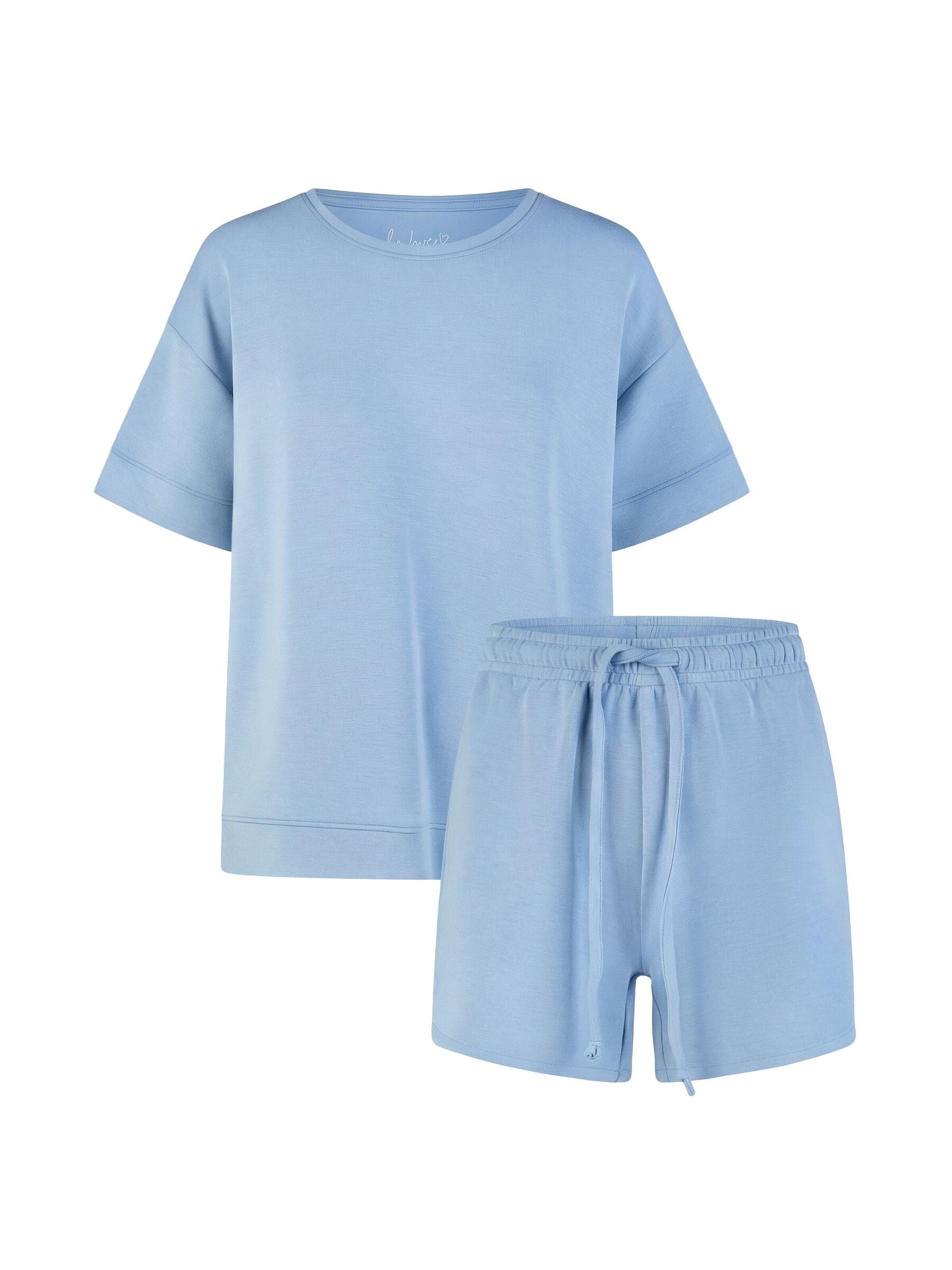 By Louise Pajama 'by Louise Women's Pyjamas – Short-sleeved pyjamas with short trousers Floral' in Blue: front