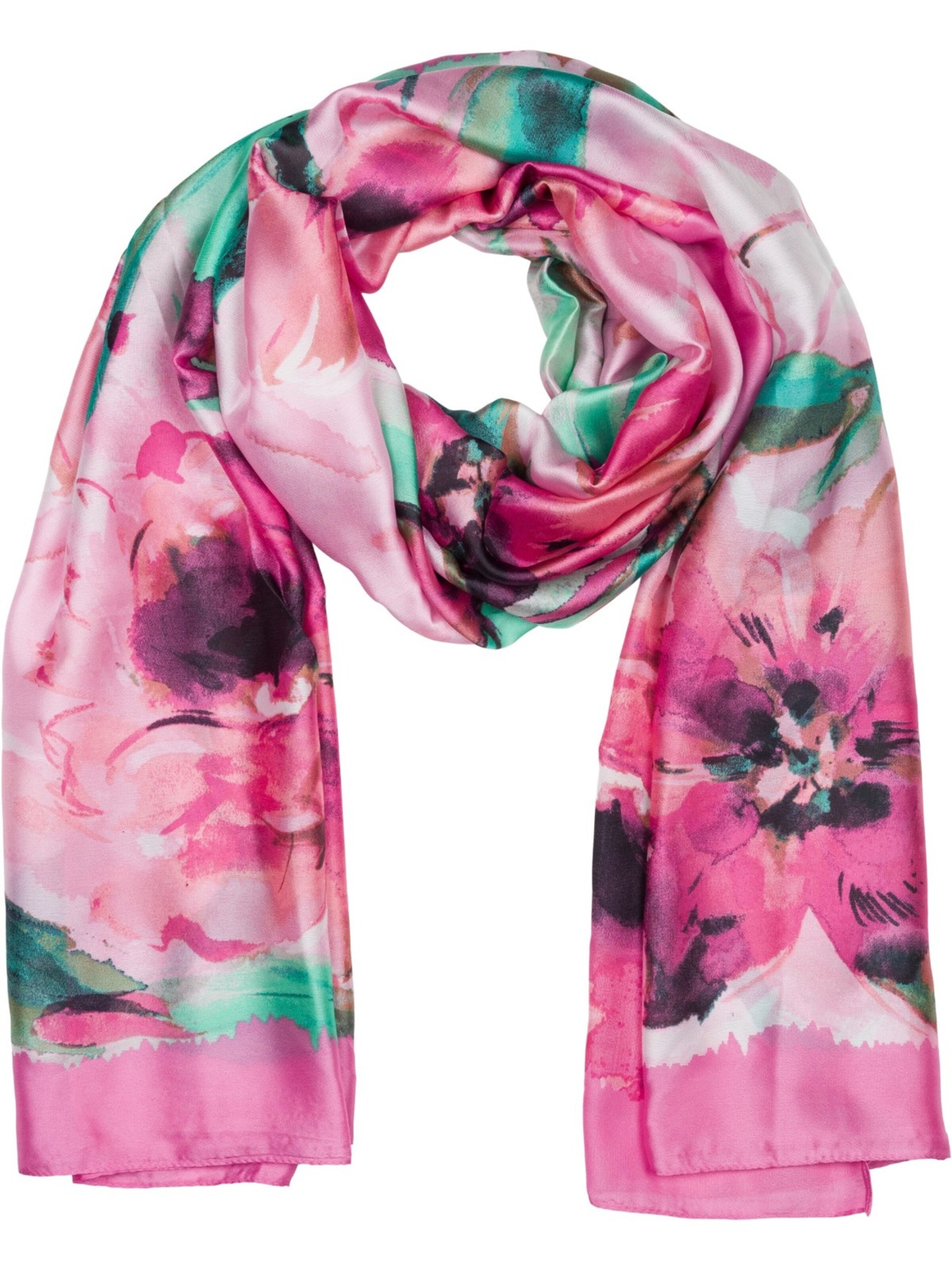 styleBREAKER Schal 'Schal mit Aquarell Blumen Muster'‌‌‌‌‌‌‌‌ in Pink: Vorderseite
