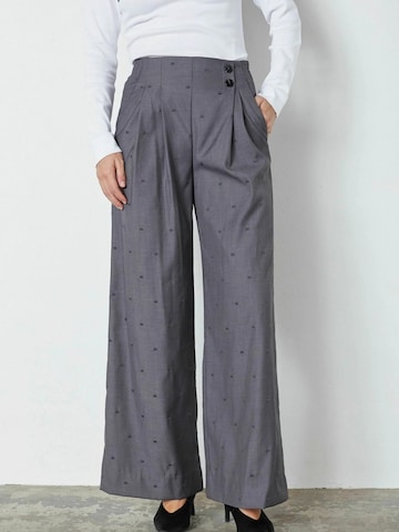 Wide Leg Pantalon à pince 'Saga' co'couture en gris : devant
