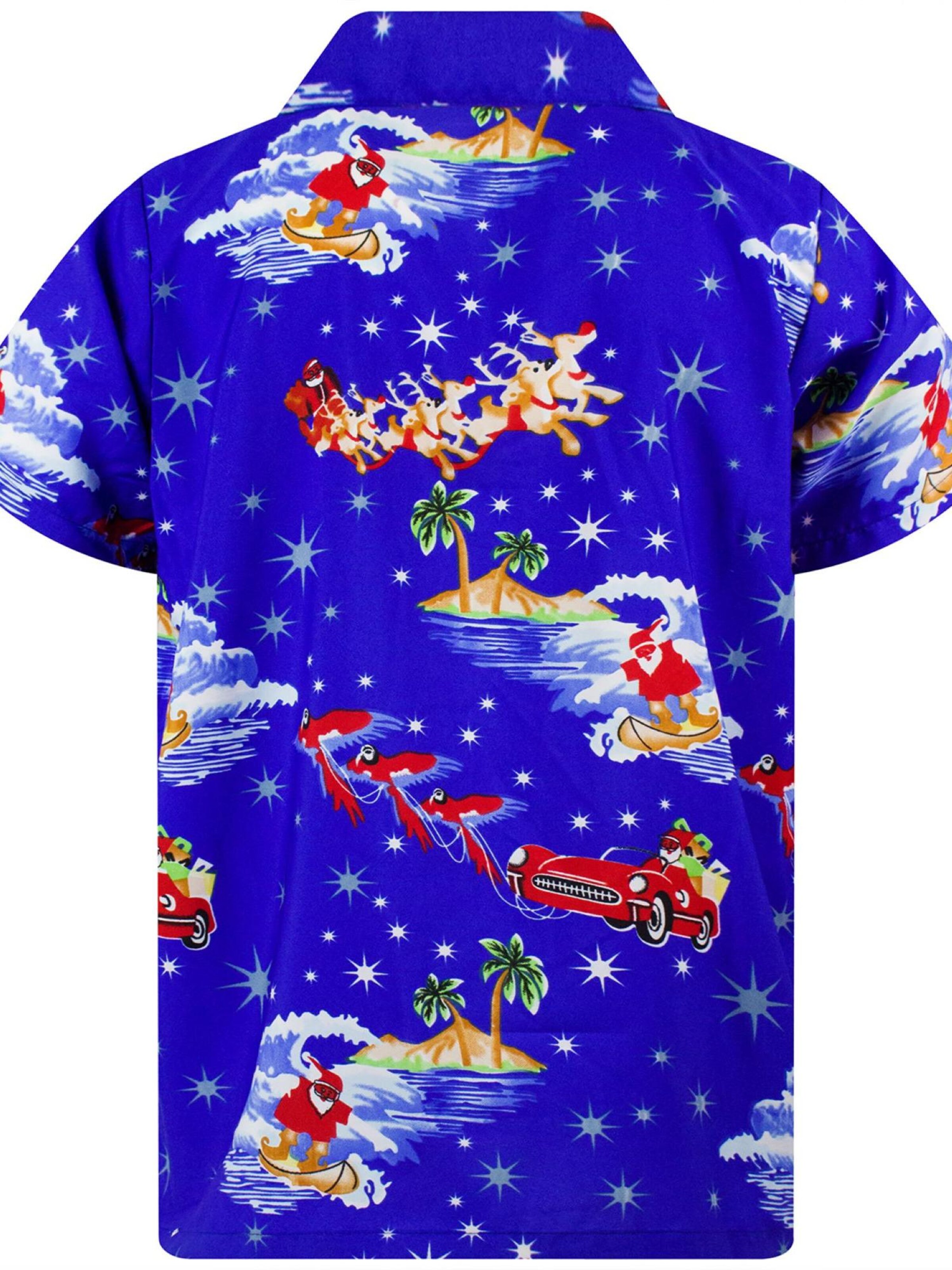 King Kameha Regular Fit Hemd 'Christmas Surf Santa'‌‌‌‌‌‌‌ in Blau