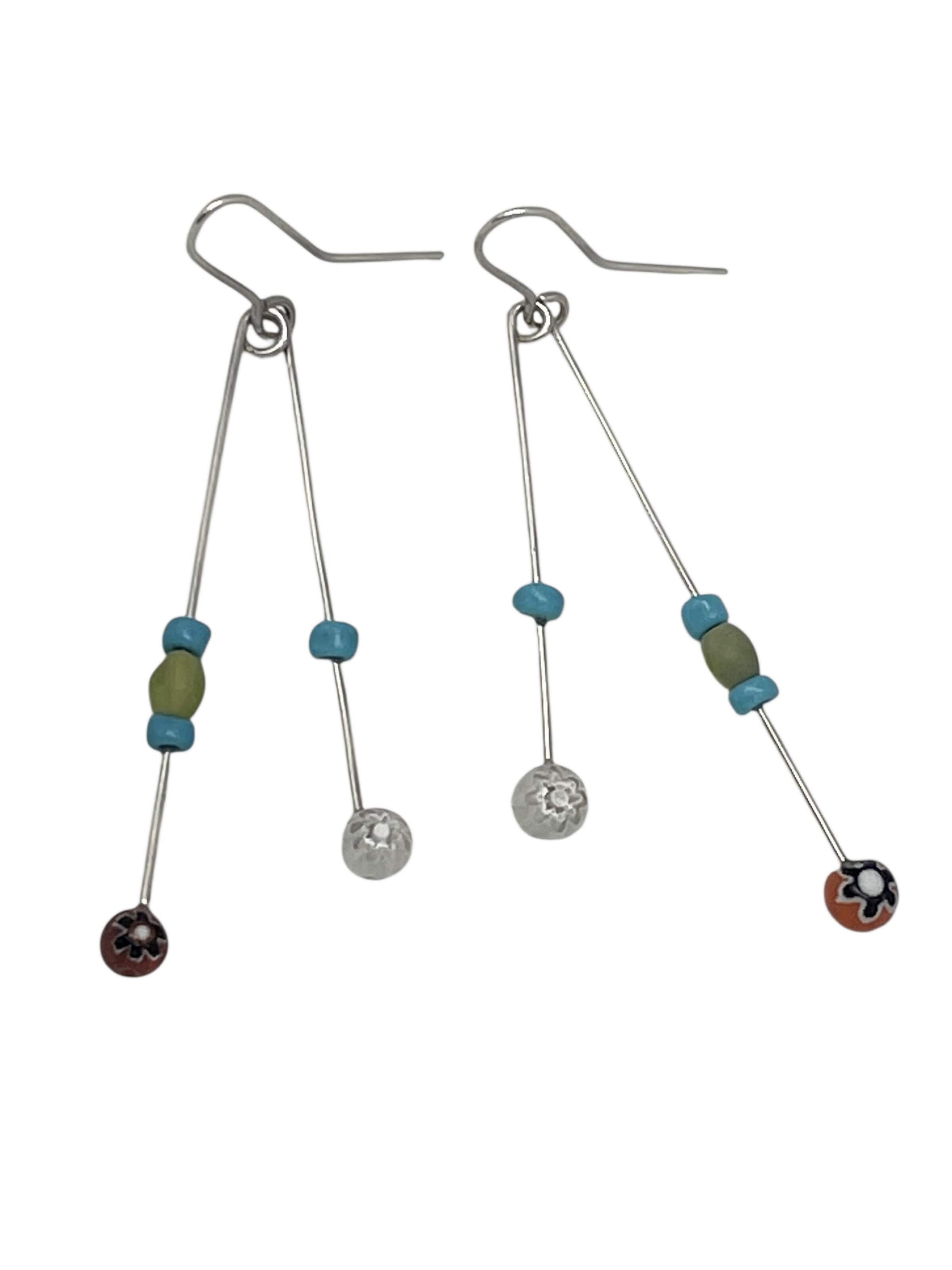 Plata Única Earrings 'Multicolored swing pendant in 925 silver and crystal. One size fits all.' in Silver