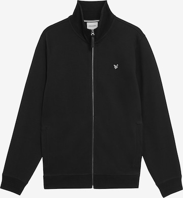Lyle & Scott Sweatshirt 'Diagonal Weave' in Zwart: voorkant