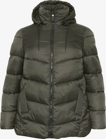 KAFFE CURVE Winter jacket 'Susanna' in Green: front