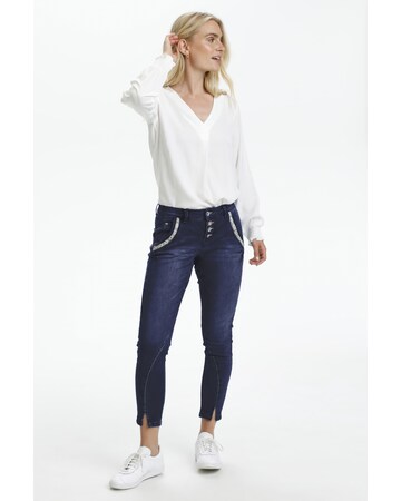 Coupe slim Jean 'Holly' Cream en bleu