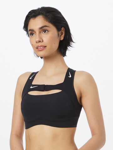 NIKE Bustier Sports-BH i sort: forside