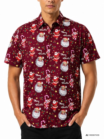 Regular fit Camicia 'Christmas Candycane' di King Kameha in rosso
