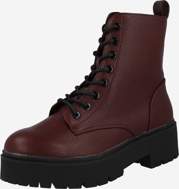 BULLBOXER Lace-Up Ankle Boots in Red: front