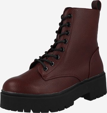 BULLBOXER Lace-Up Ankle Boots in Red: front