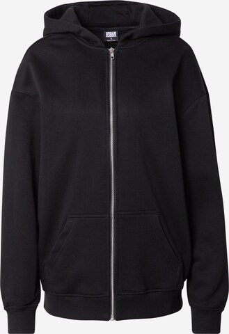 Urban Classics Zip-Up Hoodie in Black: front