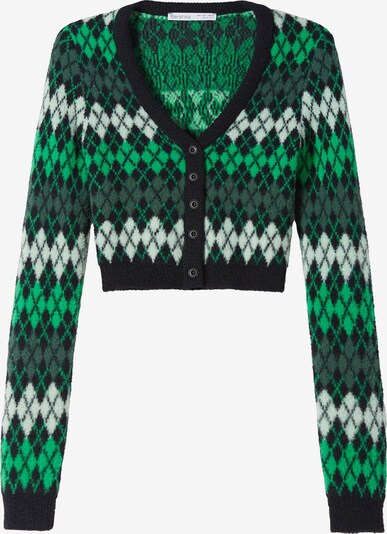 Bershka Knit cardigan in Grass green / Dark green / Black / White, Item view