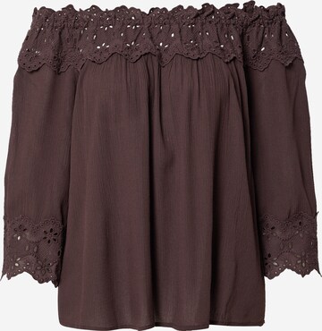 Cream Blouse 'Bea' in Brown: front