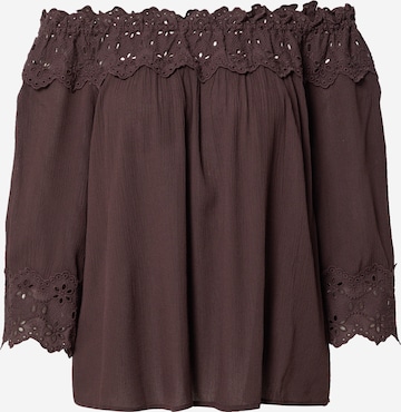 Cream Blouse 'Bea' in Brown: front