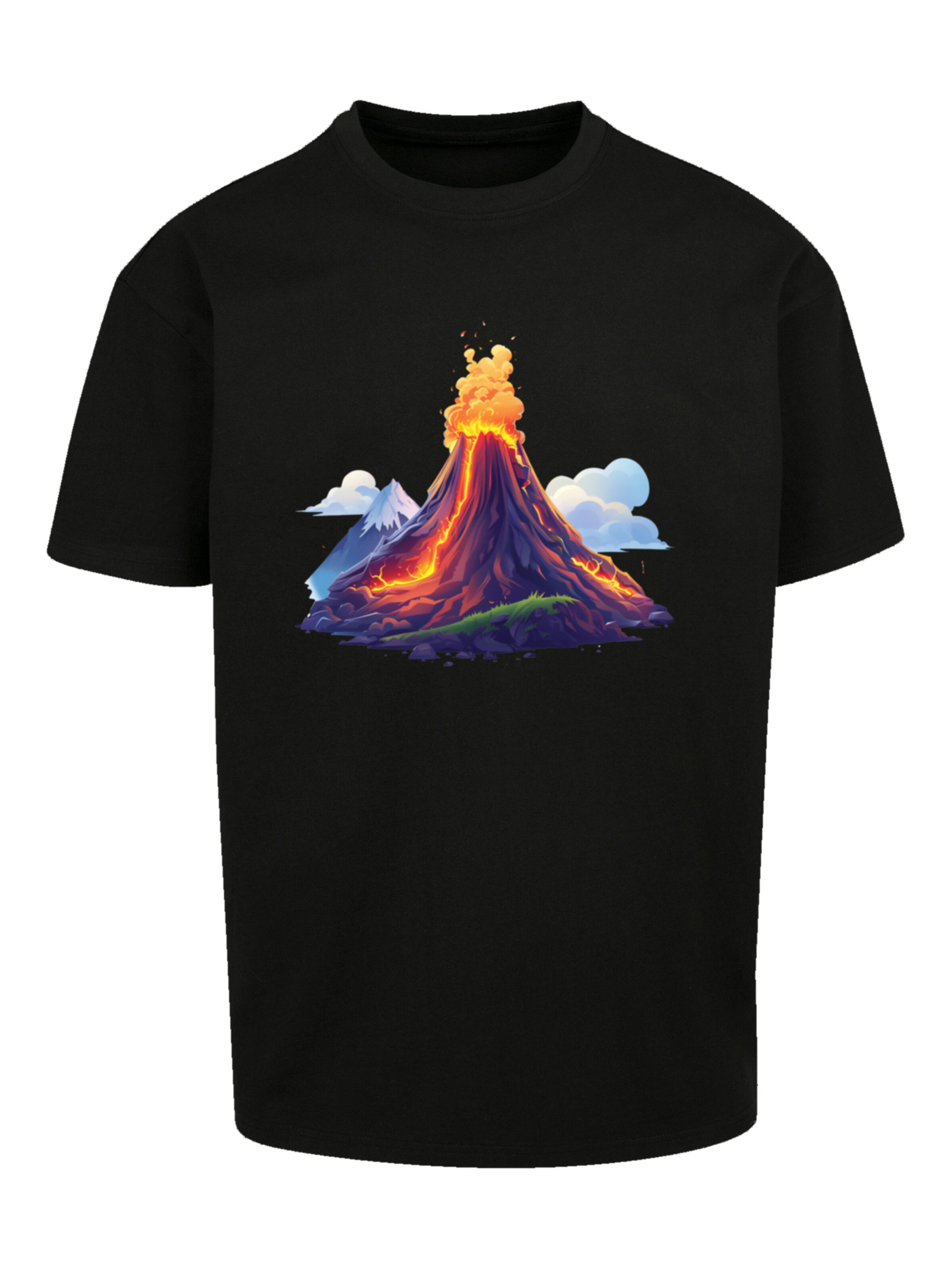 F4NT4STIC T-Shirt 'Vulkanausbruch' in Schwarz: Vorderseite