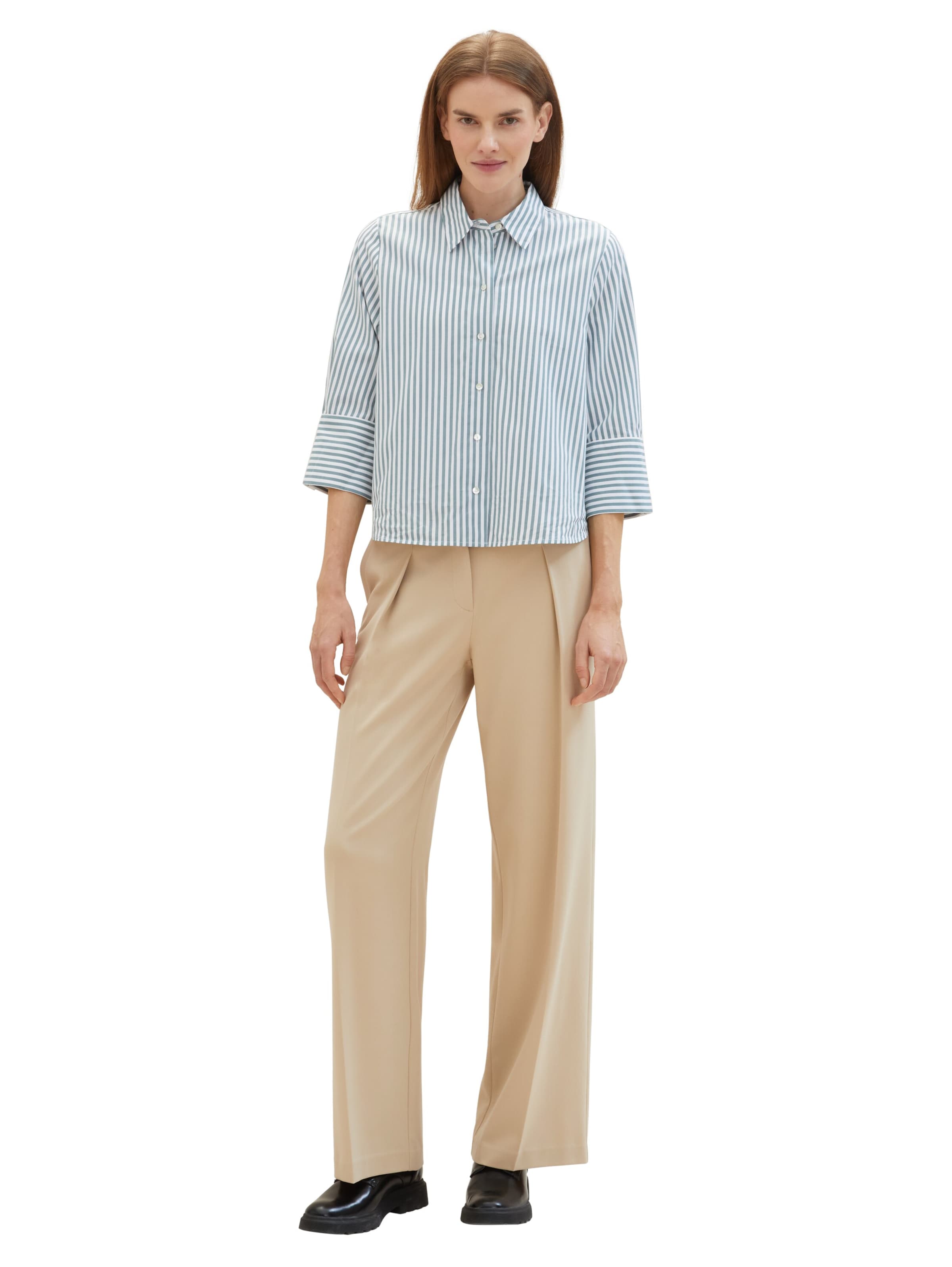 TOM TAILOR Wide leg Pleat-Front Pants &#x27;Lea&#x27; in Beige
