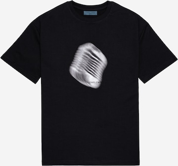 EMBLEMM Shirt 'Blurred Mic' in Zwart: voorkant