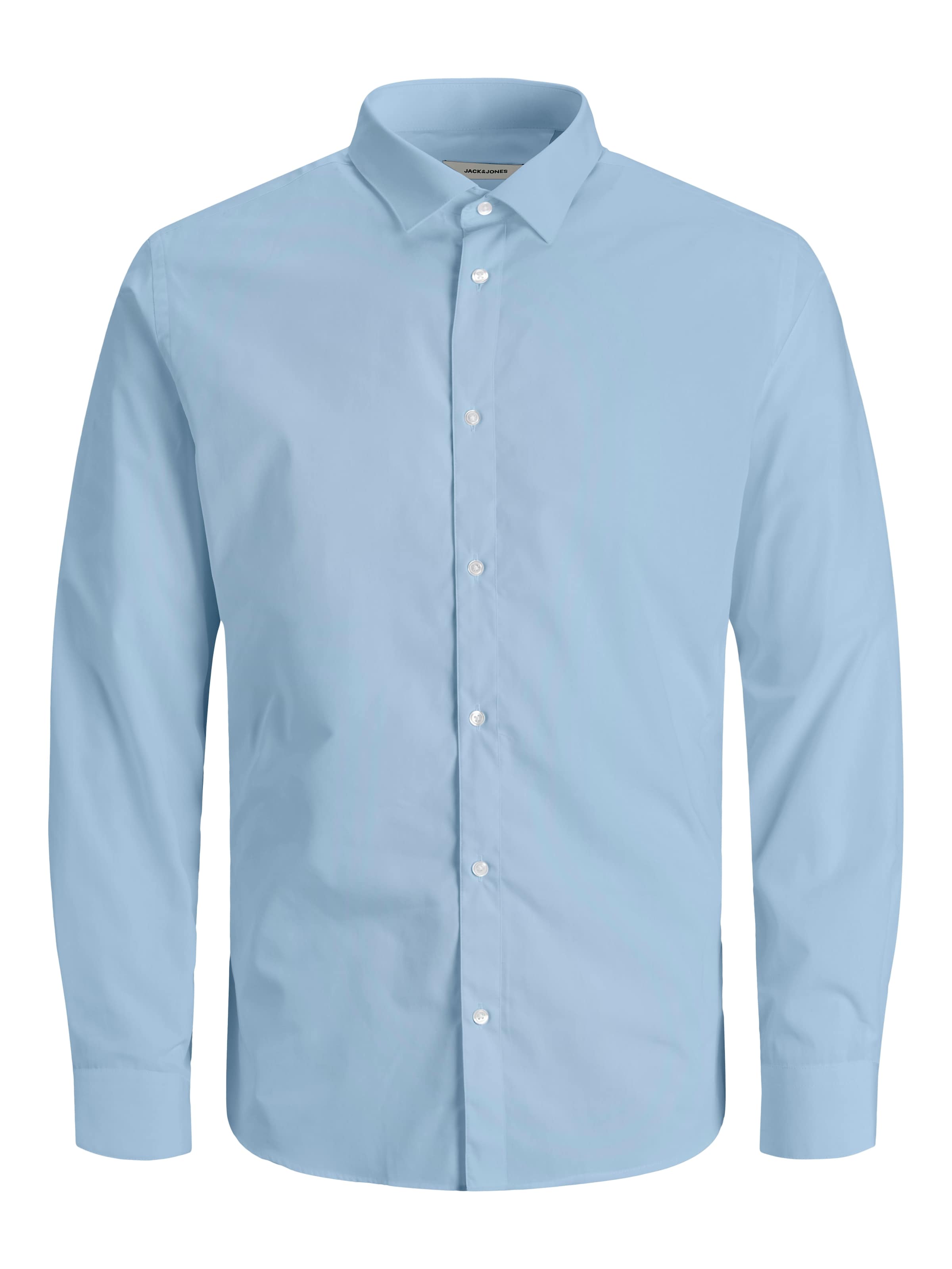 Jack & Jones Plus Comfort fit Button Up Shirt in Blue: front
