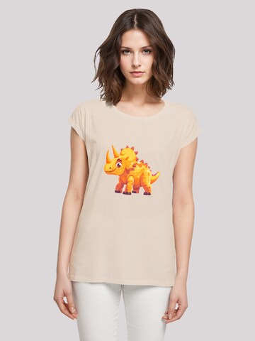 F4NT4STIC T-Shirt 'Süßer Triceratops Dinosaurier' in Beige: Vorderseite