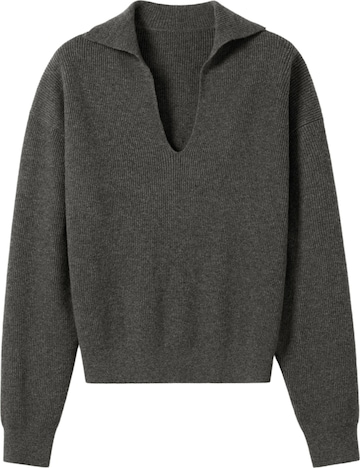 Lilysilk Pullover 'Gerippter Kaschmir Polo Pullover' in Grau: Vorderseite