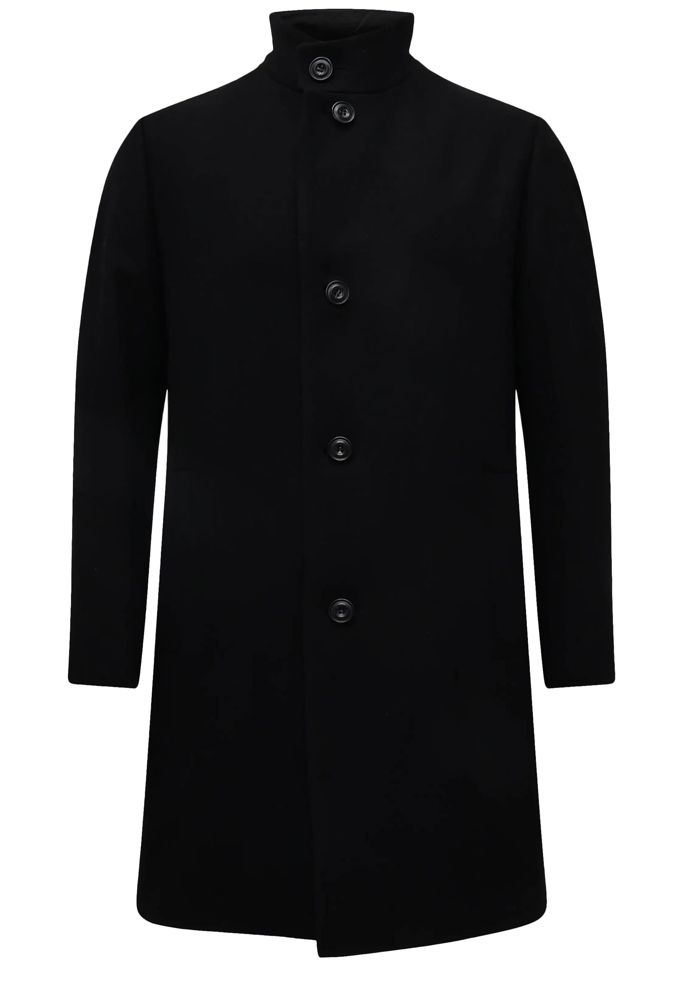 HUGO Between-Seasons Coat in Black: front