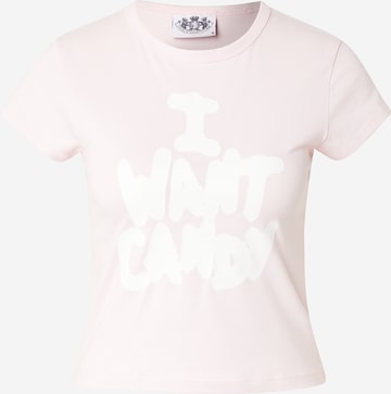 T-shirt 'I WANT CANDY' Juicy Couture en rose : devant