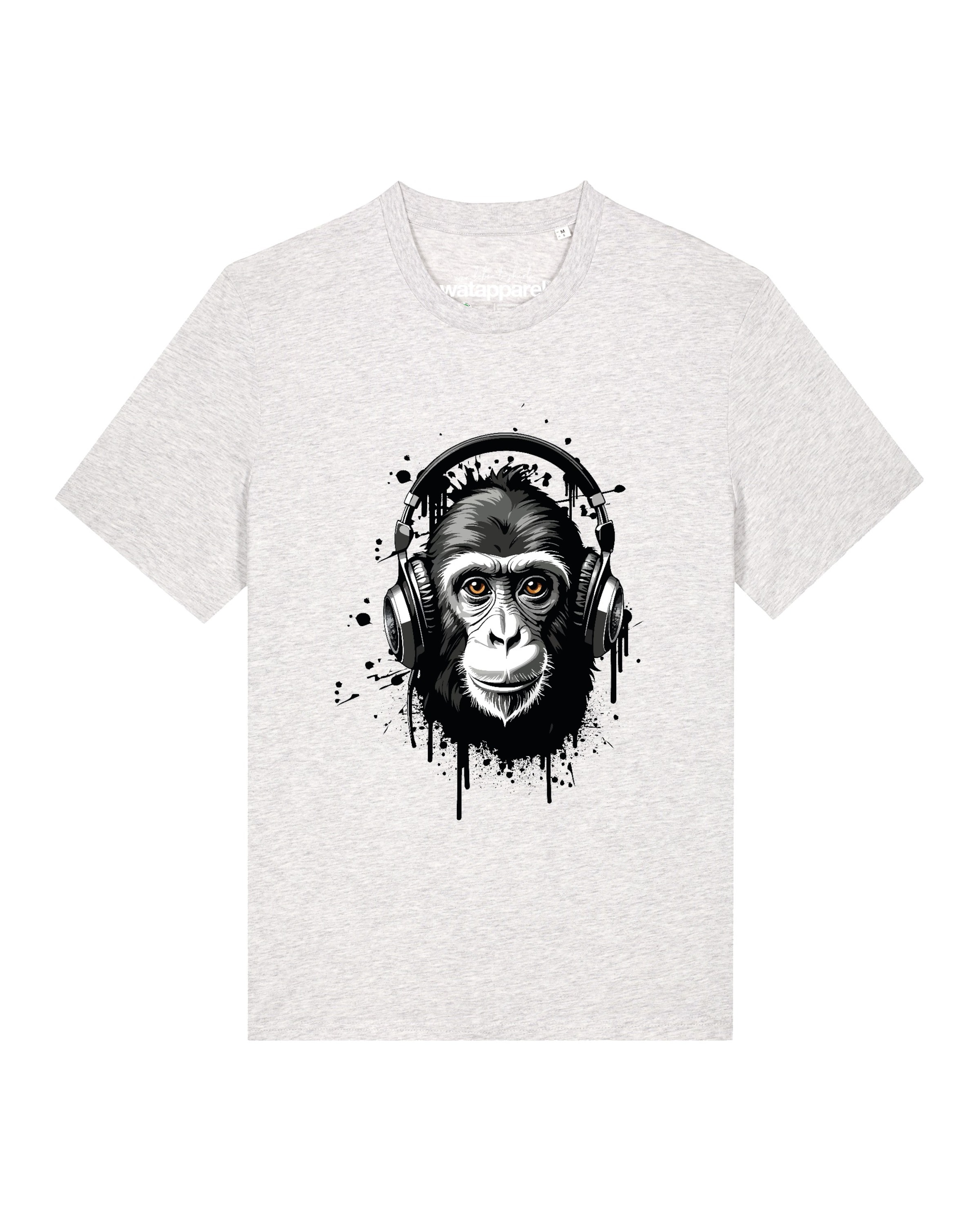 T-Shirt 'Affe hört Musik' Watapparel en gris : devant