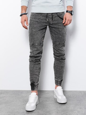 Ombre Tapered Jeans 'P1056' in Zwart: voorkant