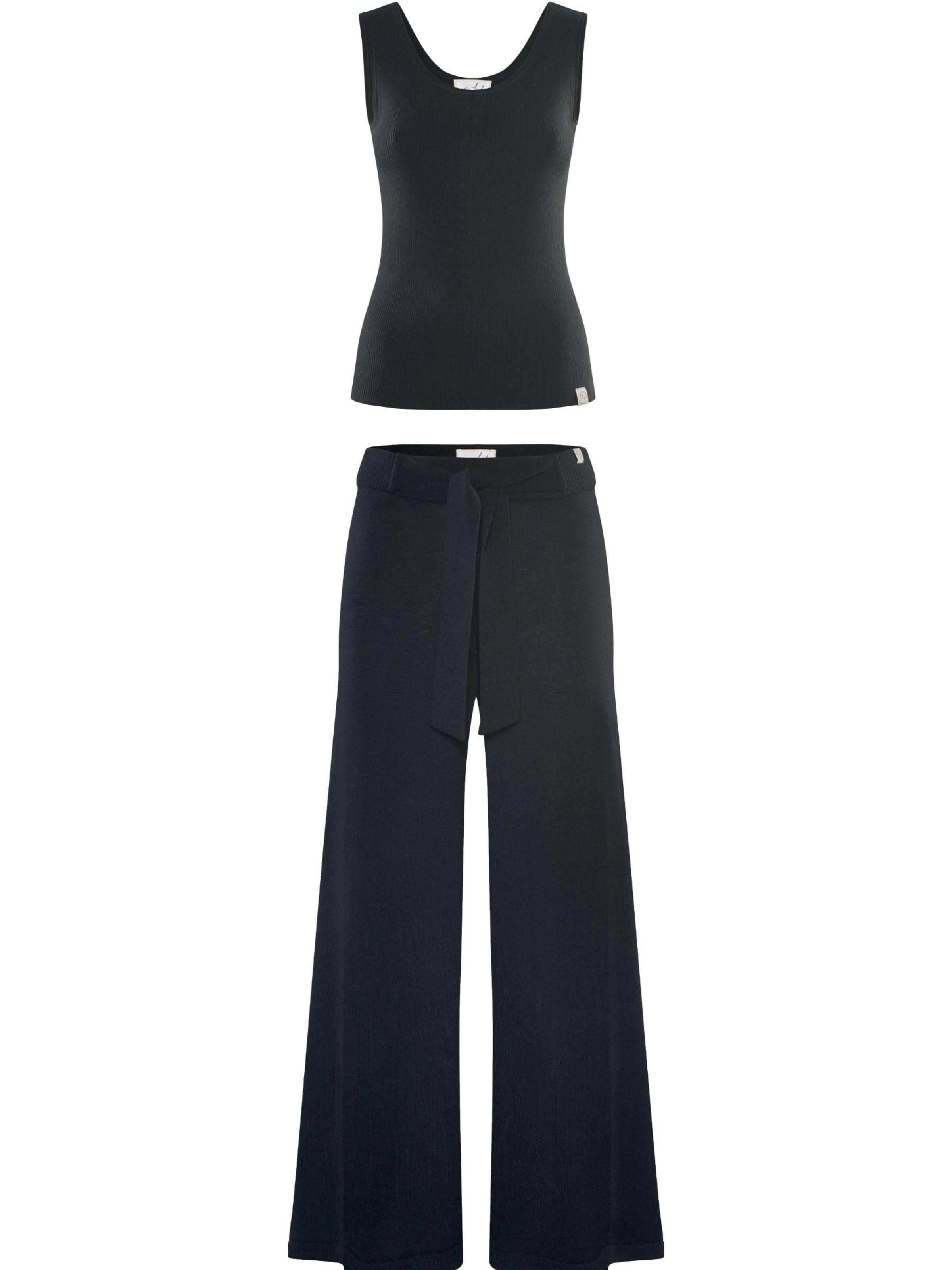 Tenue d'intérieur 'LOUNGEWEAR SET  - Top Blossom & Pants Bailey' YOU LOOK PERFECT en noir : devant