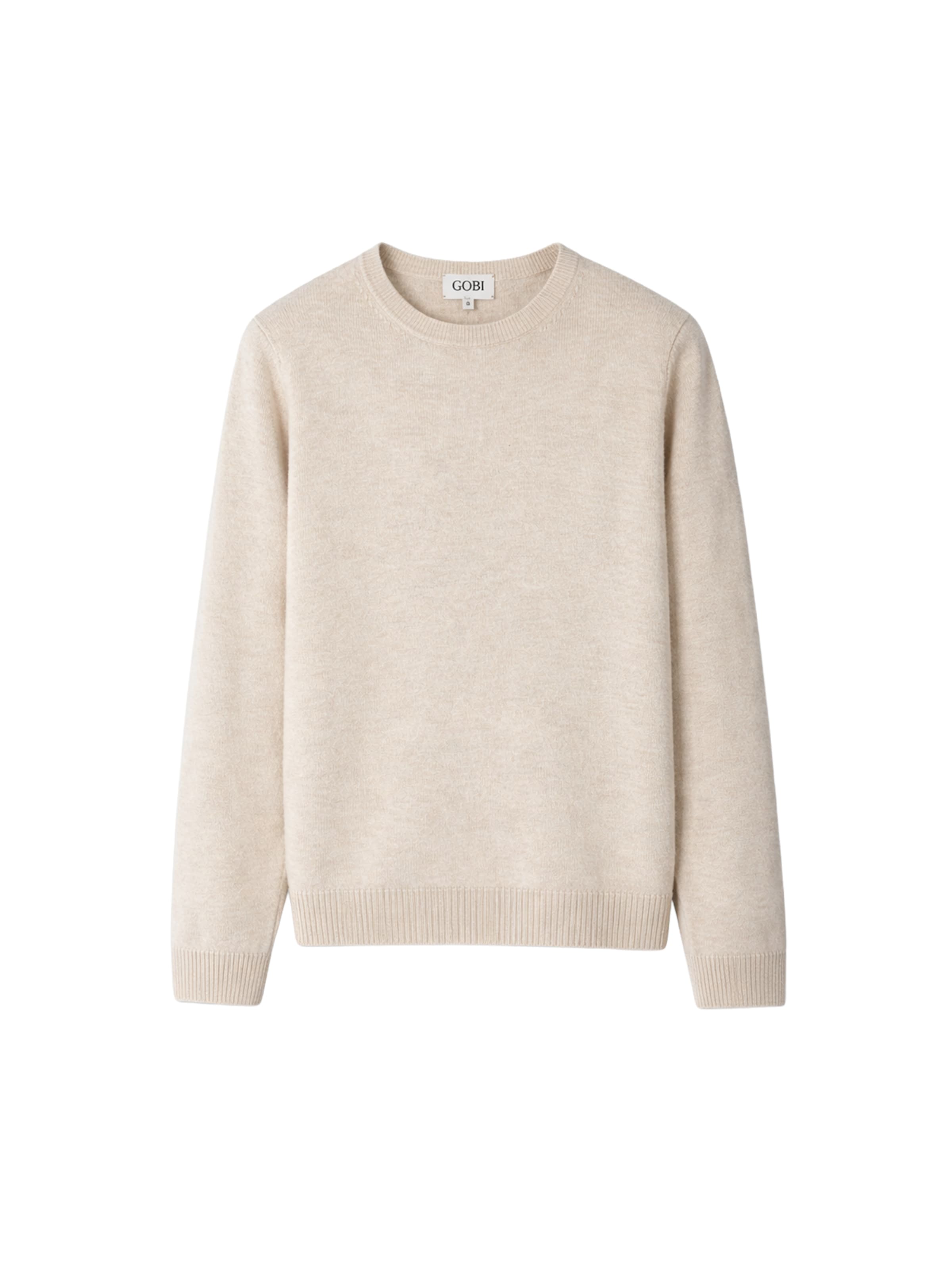 GOBI Cashmere Trui 'Women's Essential Cashmere Crewneck Sweater' in Wit: voorkant
