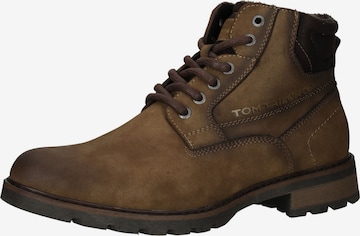 TOM TAILOR Lace-Up Boots in Brown: front