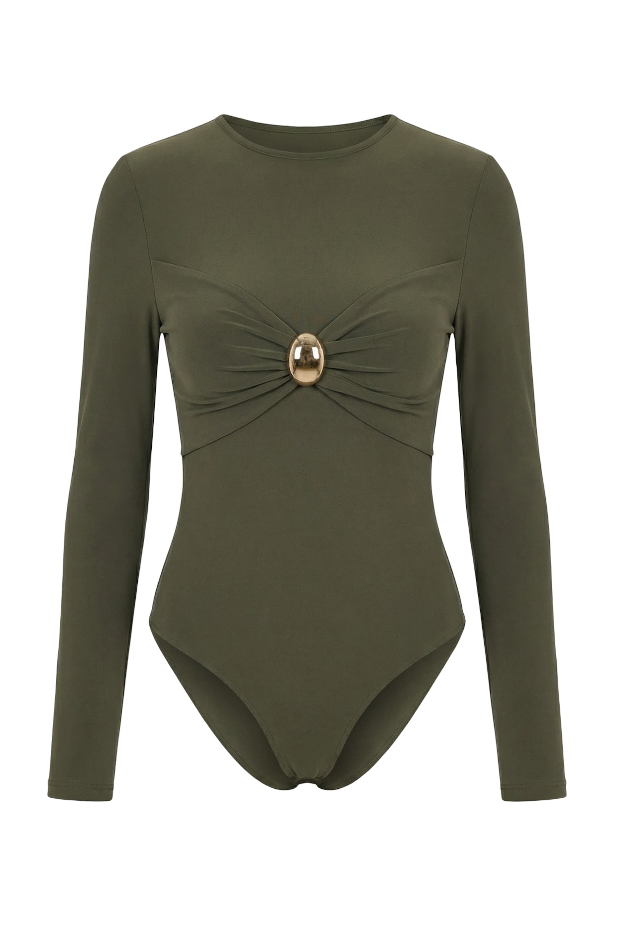 Trendyol Shirt Bodysuit in Green: front