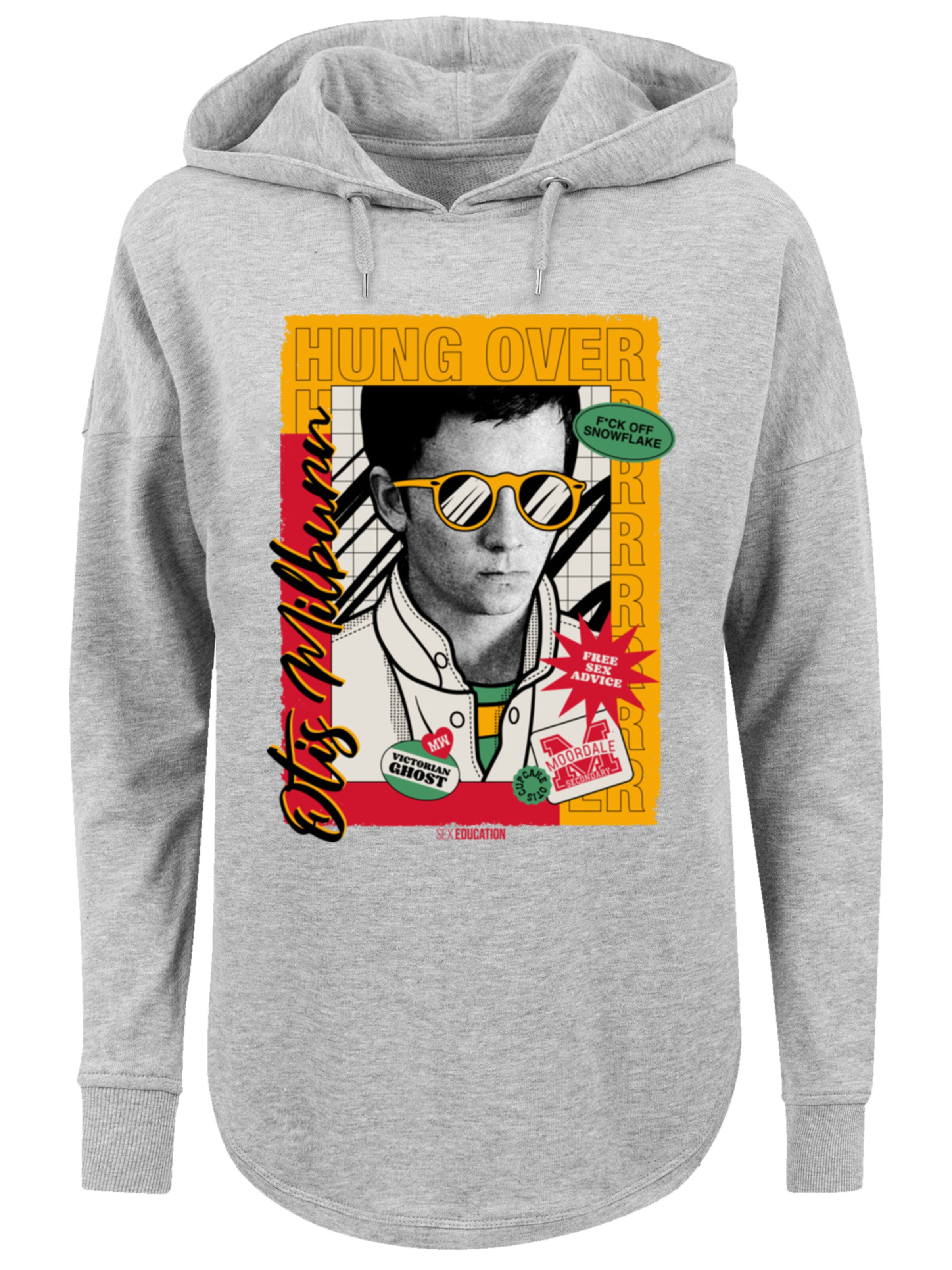 F4NT4STIC Sweatshirt 'Sex Education Otis Hung Over Collage Netflix TV Series' in Grey: front