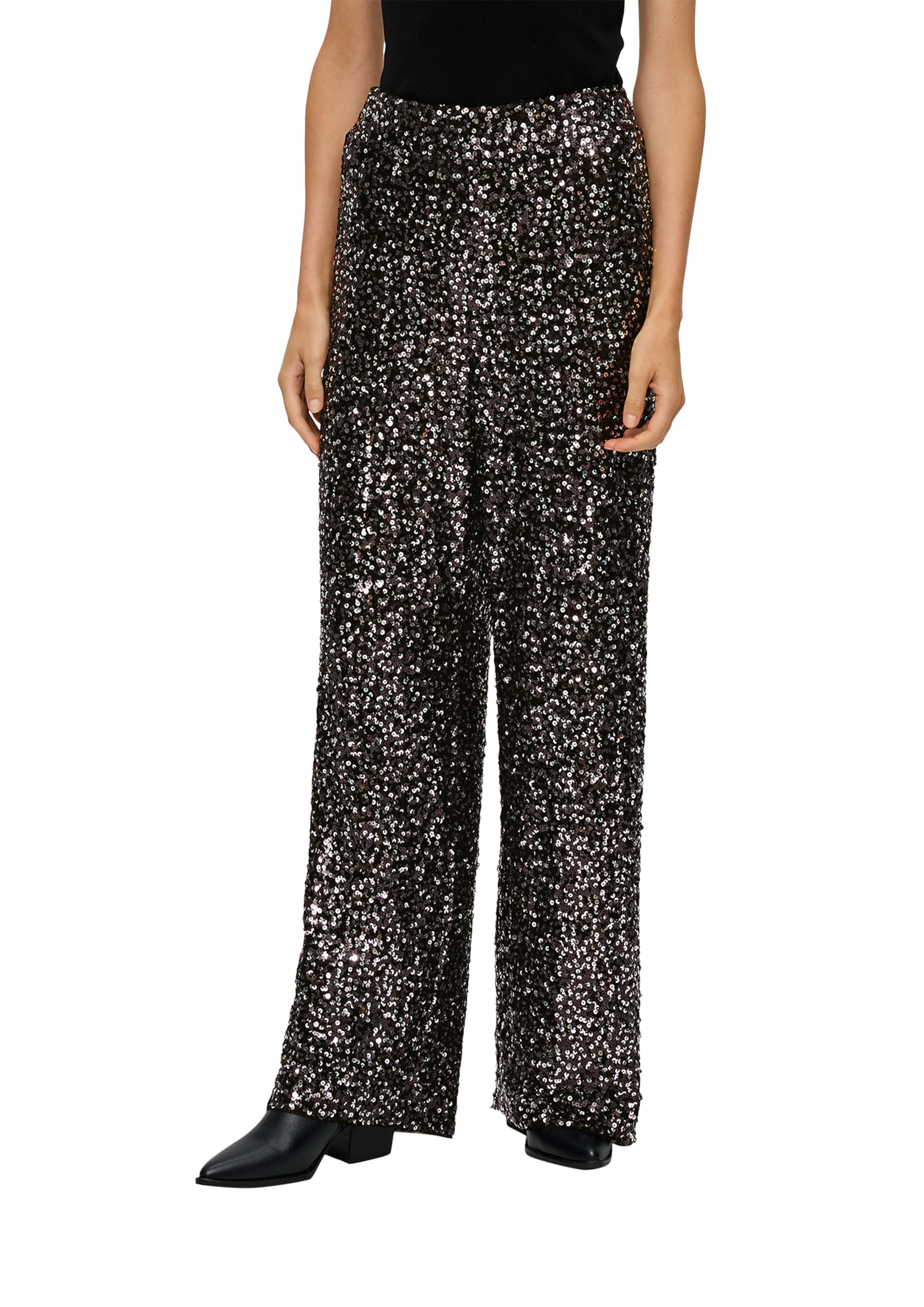 s.Oliver BLACK LABEL Wide leg Broek in Zwart: voorkant