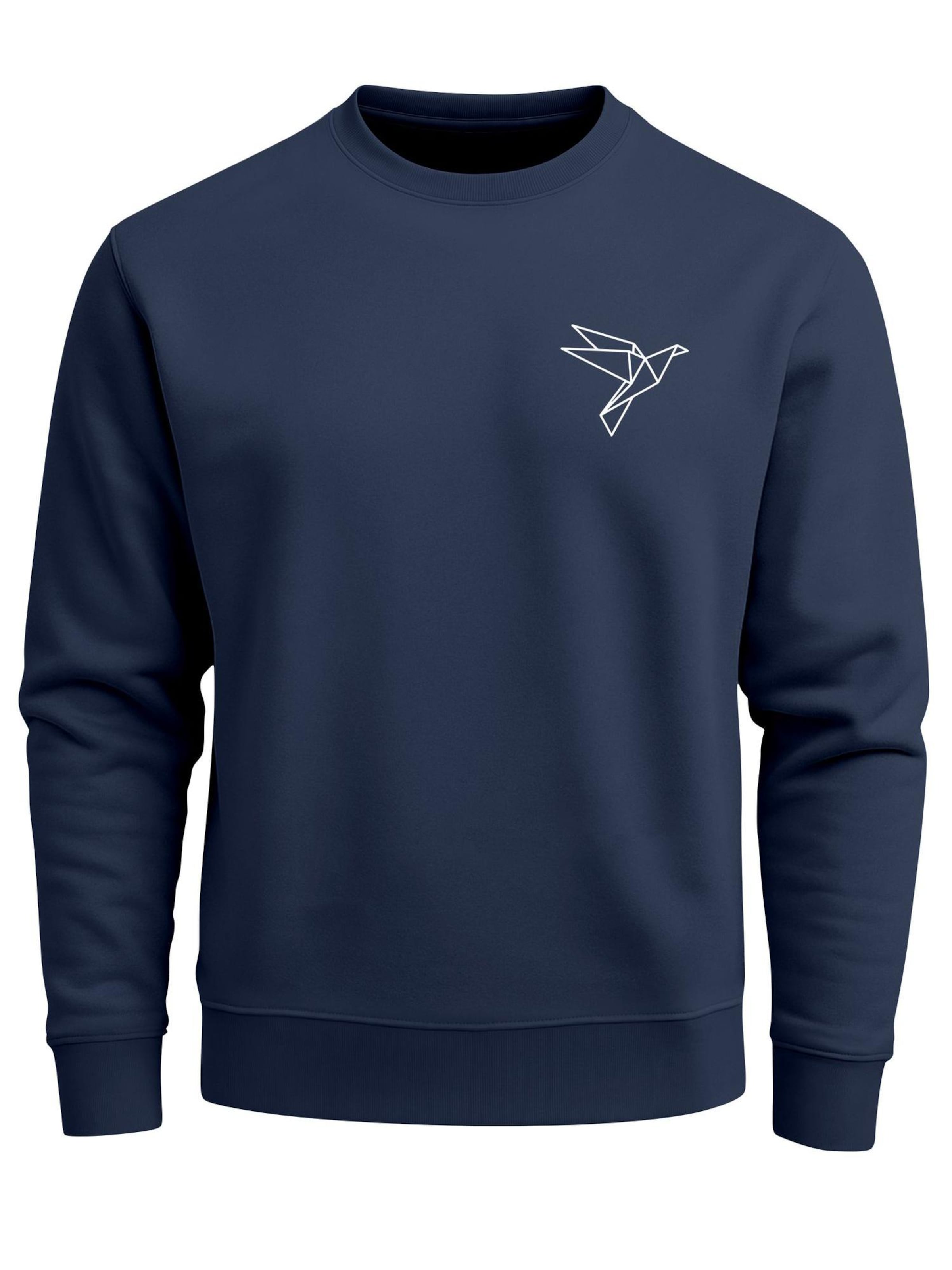 Neverless Sweatshirt 'Origami Vogel' in Blue: front