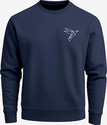 Neverless Sweatshirt 'Origami Vogel' in Blue: front