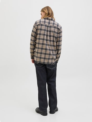 JACK & JONES Comfort fit Button Up Shirt 'JJJames' in Beige