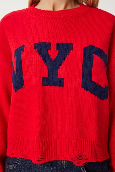 Happiness İstanbul Sweater in XS-XL in Navy / Red, Item view