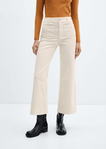 MANGO Wide leg Jeans 'Catherip' in Wit: voorkant